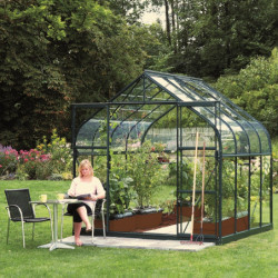 Serre de jardin Diana 6,7m² en aluminium émeraude et verre de sécurité 3mm - Vitavia