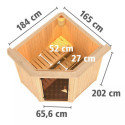 Sauna traditionnel d'angle TAURIN avec poêle Easy Bio 9000W - porte classique KARIBU
