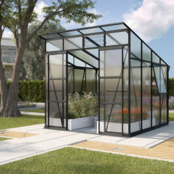 Serre de jardin Playa 7,6m² en aluminium noir et polycarbonate 6mm - Vitavia