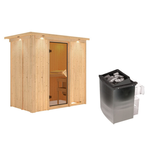 Sauna traditionnel VARIADO avec poêle 9000W ctrl intégré et couronne - KARIBU