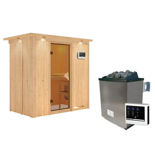 Sauna traditionnel VARIADO avec poêle 9000W ctrl externe et couronne - KARIBU