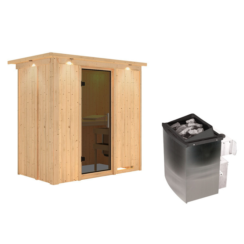 Sauna traditionnel VARIADO avec poêle 9000W ctrl intégré et couronne - KARIBU