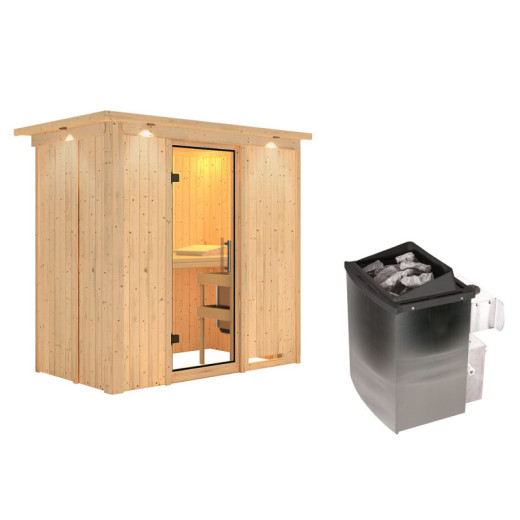 Sauna traditionnel VARIADO - poêle 9000W ctrl intégré et couronne - KARIBU