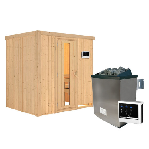 Sauna traditionnel BODIN - poêle 9000W ctrl externe sans couronne - KARIBU