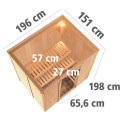 Sauna traditionnel BODIN - 1 à 2 places 68mm avec poêle 9000W ctrl externe sans couronne - KARIBU