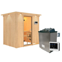Sauna traditionnel BODIN - poêle 9000W ctrl externe et couronne - KARIBU