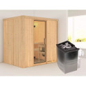 Sauna traditionnel BODIN - poêle 9000W ctrl intégré sans couronne - KARIBU