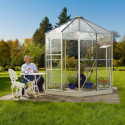 Serre de jardin hexagonale Hera 4,5m² en aluminium anodisé et vitrage combiné - Vitavia