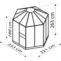 Serre de jardin hexagonale Hera 4,5m² en aluminium anodisé et vitrage combiné - Vitavia