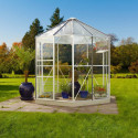 Serre de jardin hexagonale Hera 4,5m² en aluminium blanc et vitrage combiné - Vitavia