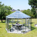 Serre de jardin hexagonale Hera 9m² en aluminium anodisé et vitrage combiné - Vitavia