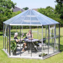 Serre de jardin hexagonale Hera 9m² en aluminium anodisé et vitrage combiné - Vitavia