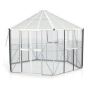 Serre de jardin hexagonale Hera 9m² en aluminium blanc et vitrage combiné - Vitavia