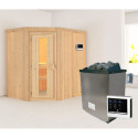 Sauna traditionnel d'angle CARIN - poêle 9000W ctrl externe sans couronne - KARIBU