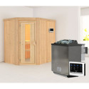 Sauna traditionnel d'angle CARIN - poêle Easy Bio 9000W sans couronne - KARIBU