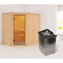 Sauna traditionnel d'angle CARIN - poêle ctrl intégré sans couronne - KARIBU