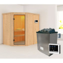 Sauna traditionnel d'angle CARIN - poêle ctrl externe sans couronne - KARIBU