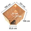 Sauna traditionnel d'angle CARIN - poêle 9000W ctrl intégré sans couronne - KARIBU