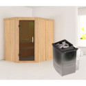 Sauna traditionnel d'angle CARIN - poêle 9000W ctrl intégré sans couronne - KARIBU
