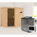 Sauna traditionnel d'angle CARIN - poêle Easy Bio sans couronne - KARIBU