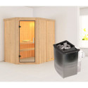 Sauna traditionnel d'angle CARIN - poêle 9000W ctrl intégré sans couronne - KARIBU