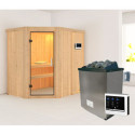 Sauna traditionnel d'angle CARIN - poêle 9000W ctrl externe sans couronne - KARIBU